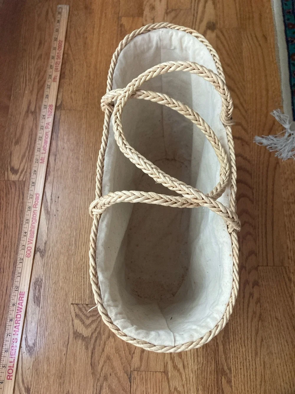 Woven Straw Tote Bag in Natural with Pink & Green Accents